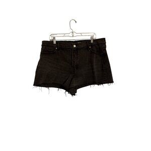 Old Navy Black Denim High-Rise A-Line Cutoff Shorts W/Frayed Hem Womens Size 20